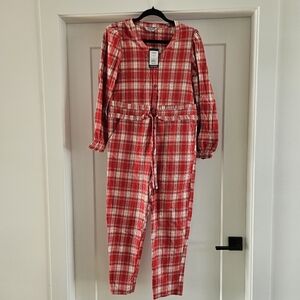 Smash + Tess Remy Henley Romper Size XS in Red Plaid